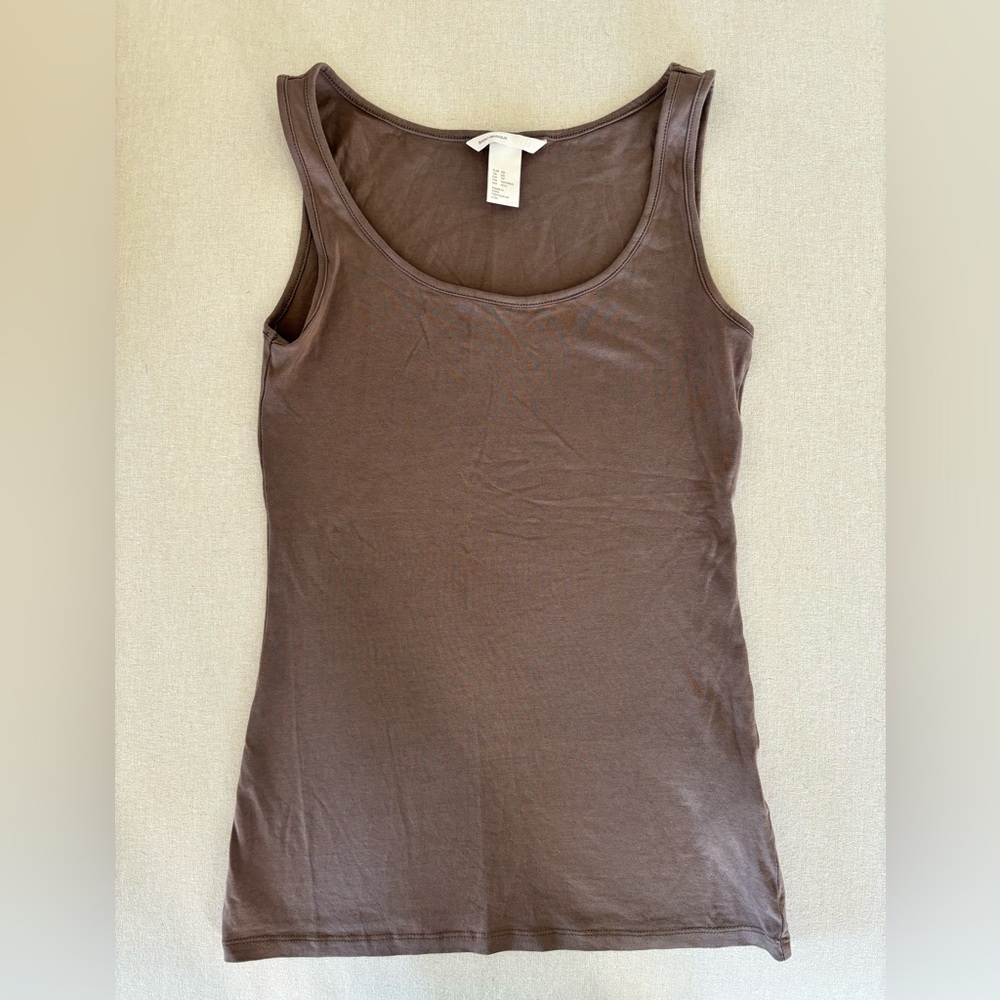 H&M basic taupe brown tank top XS